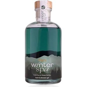Accentra Douchegel WINTER SPA Care Douche-, badgel in een glazen fles met kurk, 470 ml, Vrouwencadeau Kerstmis, Geur Frisse dennen & winterbessen - herbruikbaar
