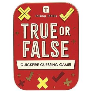 Talking Tables True of False Travel Game | Pocket Size Quickfire Guessing Quiz for the Family to Play | verpakt in een cadeaubare stevige tinnen hoes, | kerstcadeau of geheime kerstman opbergvuller
