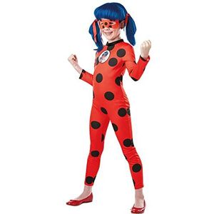 Rubie's Officiële Miraculous Lieveheersbeestje Deluxe Childs Kostuum en Oogmasker, Superheld, Kindermaat Grote Leeftijd 7-8