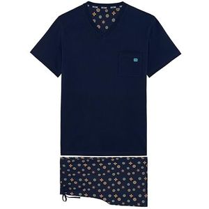 HOM Korte Mandala pyjama, Print Tibetaanse mandala's Multico Marine Achtergrond, M