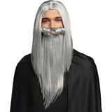 Boland 85712 - Pruik Magiër met baard, lang grijs haar, tovenaar, accessoires voor carnavalskostuums, themafeest, cosplay