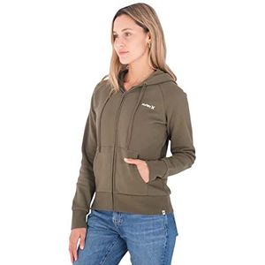 Hurley OAO Small Zip Hoodie voor dames, Olijf, XS