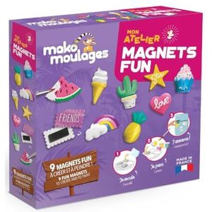 Mako moulages Atelier Fun Magnets – creatieve vrijetijdsset – gips en schilderen – 9 kunststof afdrukken – handmatige activiteit – gemaakt in Frankrijk – vanaf 5 jaar – 39119