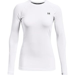 Under Armour Authentics T-shirt met lange mouwen en ronde hals voor dames, Wit (100) /Zwart, S