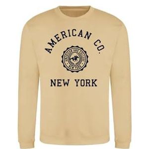 AMERICAN COLLEGE USA Sweatshirt Sweatshirt Print Warme Kleding Uniseks Mannen en Vrouwen Casual Model ACSCRW4 Beige L, Beige, L