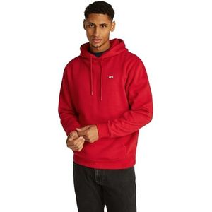 Tommy Jeans Heren TJM REG S VLAG FLEECE HOODIE DM0DM20742 Pullover Hoodie, Rood (Red Hot), S, Rood (Rood Heet), S