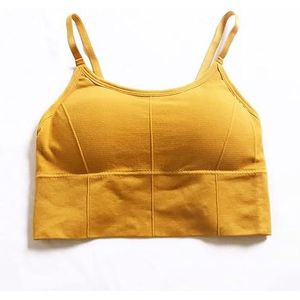 Sportbeha van katoen met korset voor meisjes, beugelloze beha, comfortabel en mooi, geel