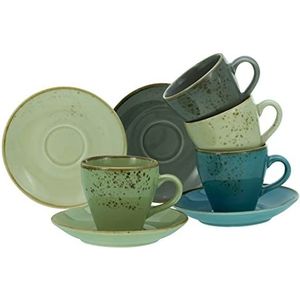 CreaTable, 23696 Nature Collection, 8-delige serviesset, espresso set van aardewerk, vaatwasser- en magnetronbestendig, kwaliteitsproductie, 10 centiliter