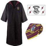 Brandecision Set Tunica + stropdas + tattoo Gryffindor Harry Potter, dames, zwart, S