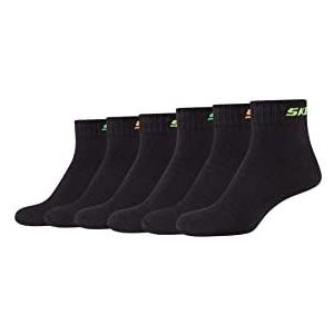 Skechers SK42025000 - Boys Mesh Ventilation Quarter sokken 6 paar, kleur zwart, maat 27/30, zwart, 27