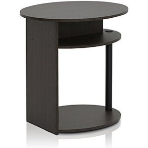 Furinno JAYA Ovale bijzettafel met modern design, hout, walnoot/zwart, 39,37 x 39,37 x 49,02 cm