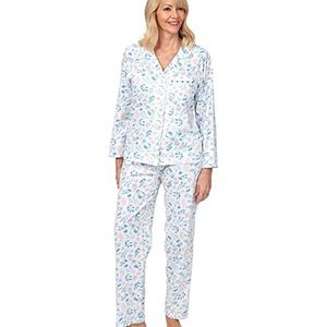 Marlon Dames Lindsay Revere Kraag Katoen Jersey Pyjama Pyjama Set, Blauw, 34-36