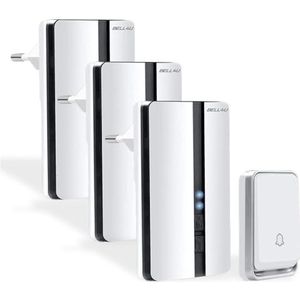 Bell4U - Draadloze Deurbel - Wit - 3 Ontvangers - Kinetische Energie - 52 Beltonen