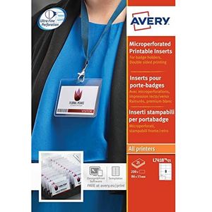 Insteekkaart Avery voor naam- - badges 86x55 wit 190grs 8st. p