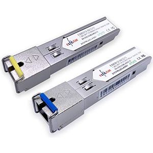 Elfcam® – 2 stuks module SFP 1,25G, aansluiting met glasvezelkabel singlemode SC, 1000Base-BX TX 1310nm/RX 1550nm en TX 1550nm/RX 1310nm, DDM 10 km