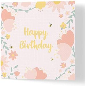 Wuzci ""Happy Birthday Floral Verjaardagskaart van Amy Cole, 150 mm Lengte x 150 mm Breedte