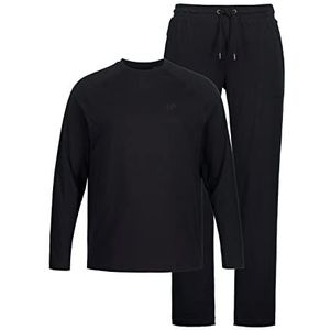 JP 1880 Heren grote maten grote maten Menswear L-8XL pyjama, shirt met lange mouwen, lange broek, smalle pasvorm 812389, zwart, XXL