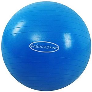BalanceFrom Anti-burst en slipbestendige oefenbal, yogabal, fitnessbal, geboortebal met snelpomp, 2 lb capaciteit (78-85 cm, XXL, blauw)