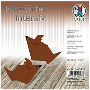 Ursus 3145572 - vouwvellen Uni intensief, middelbruin, ca. 15 x 15 cm, 65 g/m², 100 vellen, van affichpapier, gekleurd, voor kleine en grote origami kunstenaars, ideaal voor veelzijdige knutselwerken