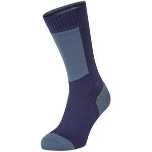 SealSkinz Waterproof Cold Weather Mid Length Sock with Hydrostop Calcetines unisex para adultos, Azul marino/rojo, L