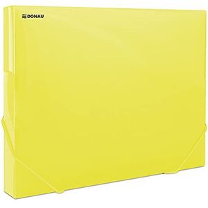 DONAU 8545002PL-11 Verzamelbox documentenbox nietbox met hoekspanner van rubber, van kunststof/PP 700μm geel-transparant voor DIN A4, rugbreedte 30 mm, inklapbare zijvleugels, voor kantoor en school