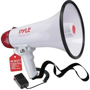 PYLE PMP42BT Bluetooth 40 W Outdoor Megafoon Bullhorn Speaker met AUX/USB/SD, Wit/Rood