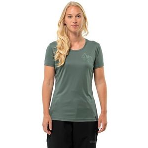 Jack Wolfskin Peak Graphic T W T-shirt, Hedge Green, M, dames, Hedge Green, M
