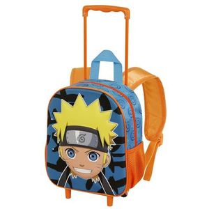 Naruto Happy-Small 3D-rugzak met wielen, blauw, 26 x 34 cm, inhoud 12,5 l, Blauw, Eén maat, Kleine 3D-rugzak met wielen Happy