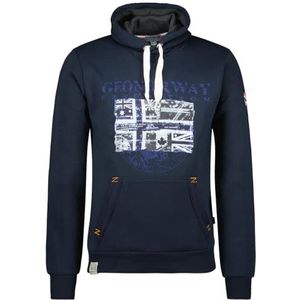 Geographical Norway Galon Heren Hoodie met kangoeroezak - Sweatshirt Logo Pullover Hood Hoody Warm Lange Mouwen - Heren Lente Zomer Herfst Winter (Marineblauw), Marineblauw, S