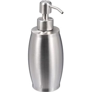 Relaxdays zeeppompje, 350 ml, rvs, navulbaar, vrijstaand, keuken, badkamer, toilet, zeepdispenser, modern, zilver