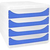 Exacompta - ref. 310360D - Ladebox - Bureau - kantoor BIG-BOX CHROMALINE met 4 laden voor A4+ - Afmetingen: Diepte 34,70 x breedte 27,80 x hoogte 26,70 cm - Kristal/translucent koningsblauw