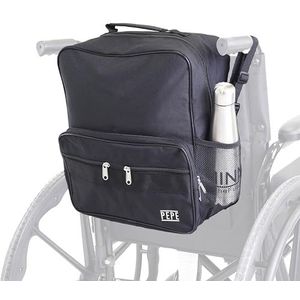 PEPE Mobility - Rolstoeltas, rugzak voor de achterkant van de rolstoel, ruime opbergtas voor rolstoelaccessoires, mobiliteitshulpmiddelen, duurzaam, praktisch, zwart