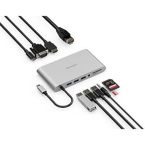 Kensington UH1440P USB-C 10-in-1 Driverless Mobiele Laptop Dockingstation, 3 USB-A Poorten, Tot 85W Stroomtoevoer, Ultra HD (Single 4K @ 30Hz) High Res, Plug & Play Hub Met Kabel (K33853WW)