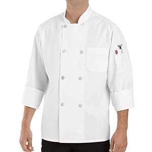 Chef Designs Eight Pearl Button Chef Coat voor heren, Wit, M