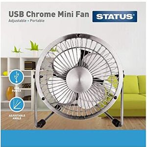 Status USB-bureauventilator | 4 inch draagbare mini-ventilator | Kleine ventilator met enkele snelheid | Chroom | SUSBCRMFAN1PKB4