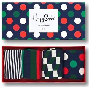 Happy Socks Holiday Big Dot Gift Box, Kleurrijke en Leuke, Sokken voor Dames en Heren, Blauw-Groente-Rood-Wit (41-46)