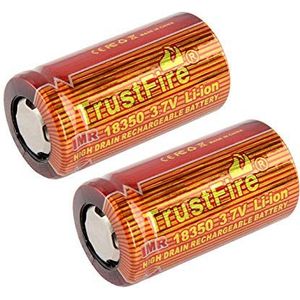 TrustFire IMR 18350 Li-ion batterij 3,7 V | Flat Top | 900 mAh | 10 A High Drain (2 x batterij)