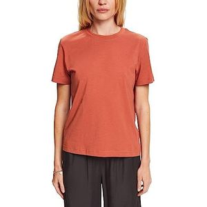 ESPRIT T-shirt met ronde hals, 100% katoen, terracotta, XS