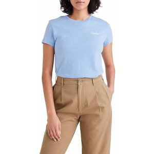 Dockers Graphic Tee voor dames, Dockers Script Placid Blue (Lucent White), XS