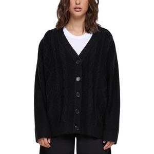 Urban Classics Dames gebreide jas Ladies Cabel Knit Cardigan Black 5XL, zwart, 5XL