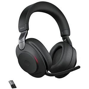 Jabra Evolve2 85 Draadloze Headset met Oplaadstation – UC-gecertificeerde Stereokoptelefoon met Noise Cancelling en Lange Batterijduur – USB-A Bluetooth Adapter – Zwart