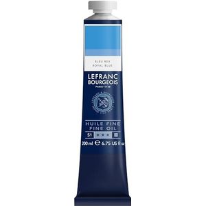 Lefranc Bourgeois 301826 Fijne olieverf van uitstekende kwaliteit, lichtecht met een gelijkmatige consistentie, tube van 200 ml, ideaal voor spieraammen, canvas, schilderbord - koningsblauw