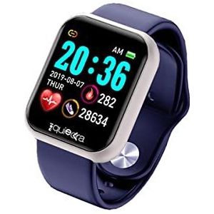 RF Distribution Power Color Smartwatch, fitness voor heren en dames, stappenteller, hartslagbewaking, slaap en gezondheid, meldingen, zilveren behuizing met zwarte armband en extra blauwe armband