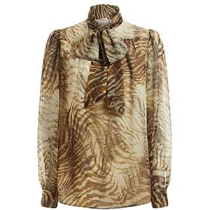 Guess Ls Nadine Top Blouse voor dames, Forest Tiger Print, M