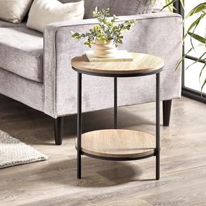 Julian Bowen Tribeca ronde lampentafel met plank - Sonoma eiken