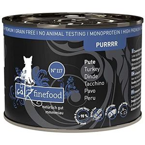 catz finefood Purrrr Pute Monoprotein kattenvoer, nat N° 117, voor voedingsgevoelige katten, 70% vleesgehalte, 6 x 200 g blik
