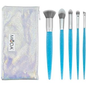 MODA Royal & Langnickel Mythische Blue Fire 6st Make-up Brush Set met zakje, inclusief - Flat Kabuki, Accentuate, Small Eye Shader, Super Crease, en Line Brushes, blauw