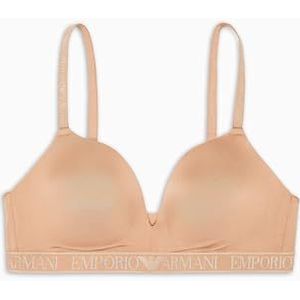 EMPORIO ARMANI Gewatteerde driehoekige beha voor dames, Hazelnoot, XS