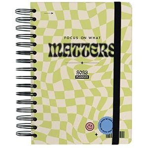 Kokonote AAKODPA52301 Focus On What Matters A5 Agenda 2023 - Dagagenda 12 Maanden 2023-1 Dag Per Pagina - Planner 2023 - Dagboek,Groen-wit