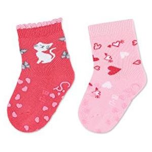 Sterntaler Abs-kruipsokken voor meisjes. Dp kat + hart sokken, koraalrood